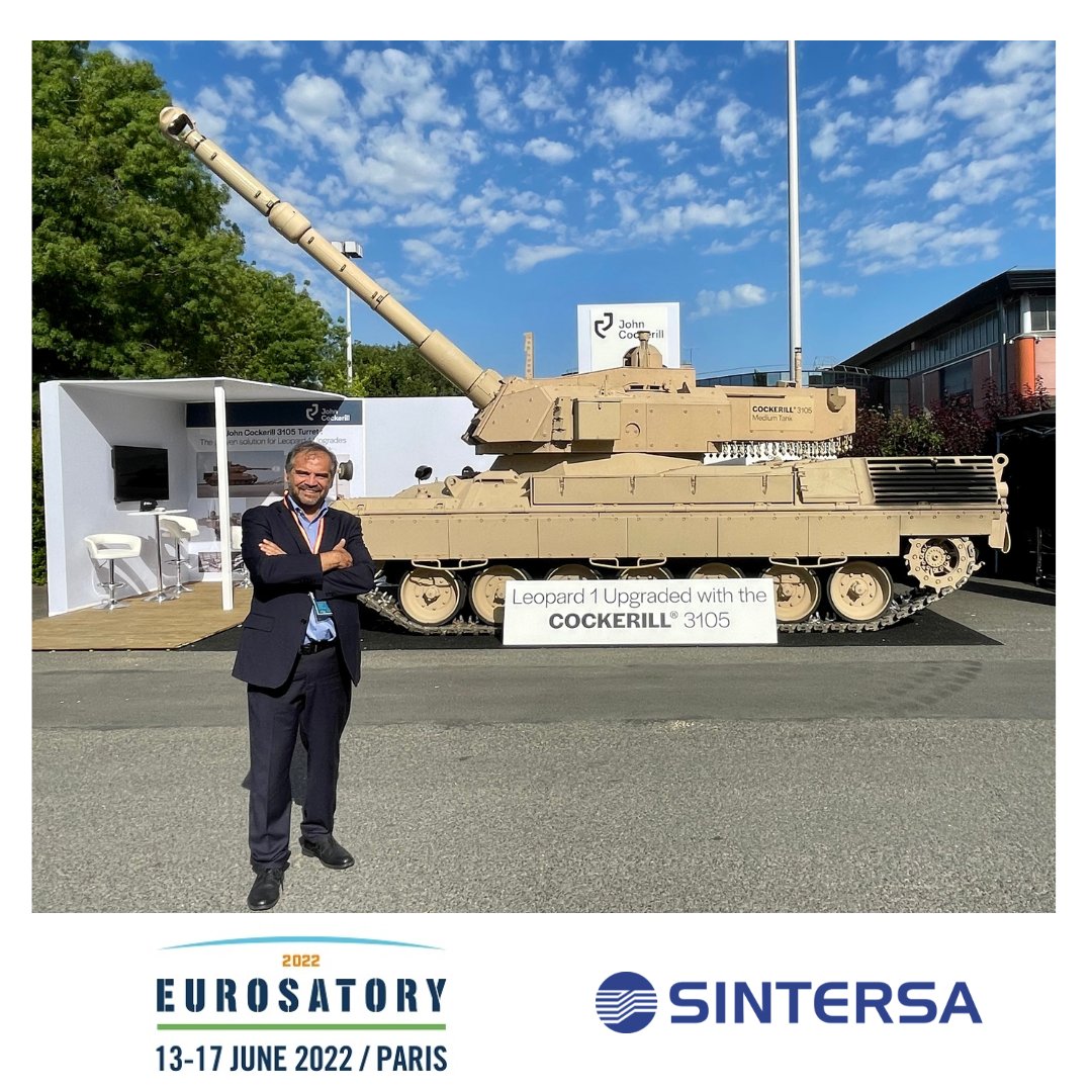 SCPSintersa's tweet photo. Sintersa presente en @cogeseurosatory en París, la feria de defensa y seguridad más importante de Europa junto a Jean Del'Cour.
#TogetherWeConnect #Sintersa #Eurosatory2022 #exhibition #land #airland #events2022 #defence #security #showcase #latesttechnology #equipment #army https://t.co/q12k4WVp02