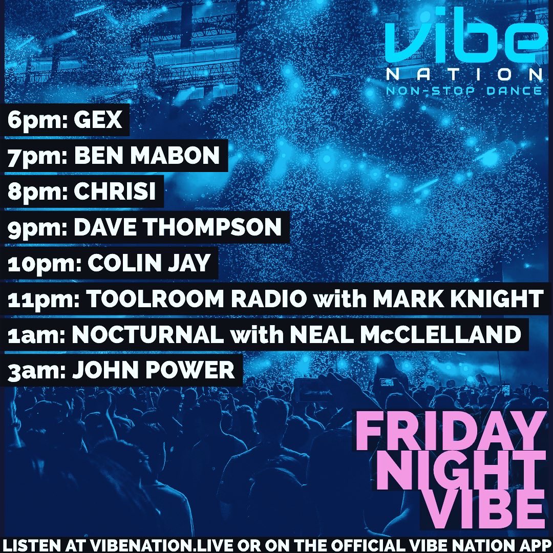 djdavethompson's tweet photo. Commencing your #FridayNightVibe with an hours worth of essential #BeatsandBangers on @vibenationlive in 15 minutes!! With anthems from @LFSYSTEMMUSIC, @djamylauren x @yasminjanemusic, @BackNFourth and many more!! https://t.co/d6XJoB1Moq