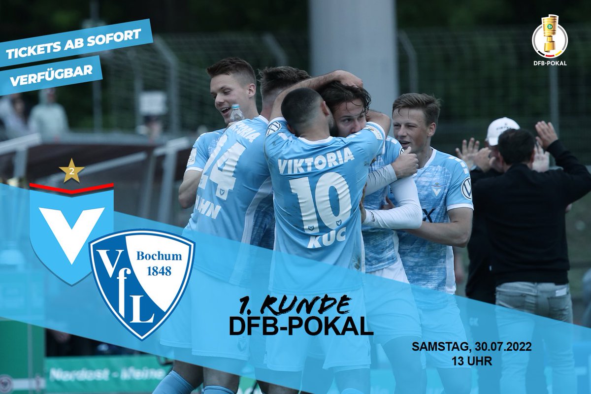 🏆🗓 1. Hauptrunde <a href="/DFB_Pokal/">ysen</a> 

Der DFB hat die Spiele der 1. Hauptrunde nun zeitgenau angesetzt. Viktoria Berlin und der <a href="/VfLBochum1848eV/">VfL Bochum 1848</a> spielen am Samstag, den 30. Juli 2022, Anpfiff 13:00 Uhr.

Ticket-Shop ➡️ bit.ly/3aXni7R
Homepage ➡️ bit.ly/3Hoo75I