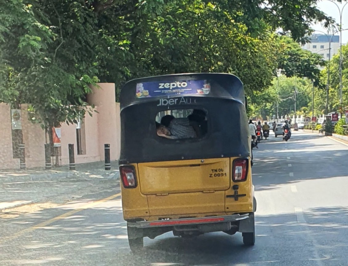 SuperNK007's tweet photo. When safety takes a back seat! School kids transported unsafely! Diff perspective for the child though! Should we wait for disaster to strike? @ChennaiTraffic #Roadsafety @chennaicorp #Accidents https://t.co/aKBiBXndQj