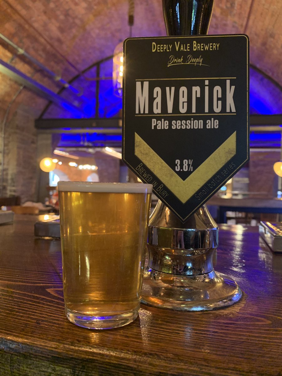 greatalevaults's tweet photo. Fresh on the #bar and sure to fly out….Maverick 3.8% Pale session ale from our friends Deeply Vale Brewery and why not enjoy 10% off a pint (or any pint) between 5-7 Mon-Friday as part of our #workdaywinddown🍻 #beer #realale #caskale #camrauk #bolton #locale #greatale https://t.co/8t0oF8s1Bp