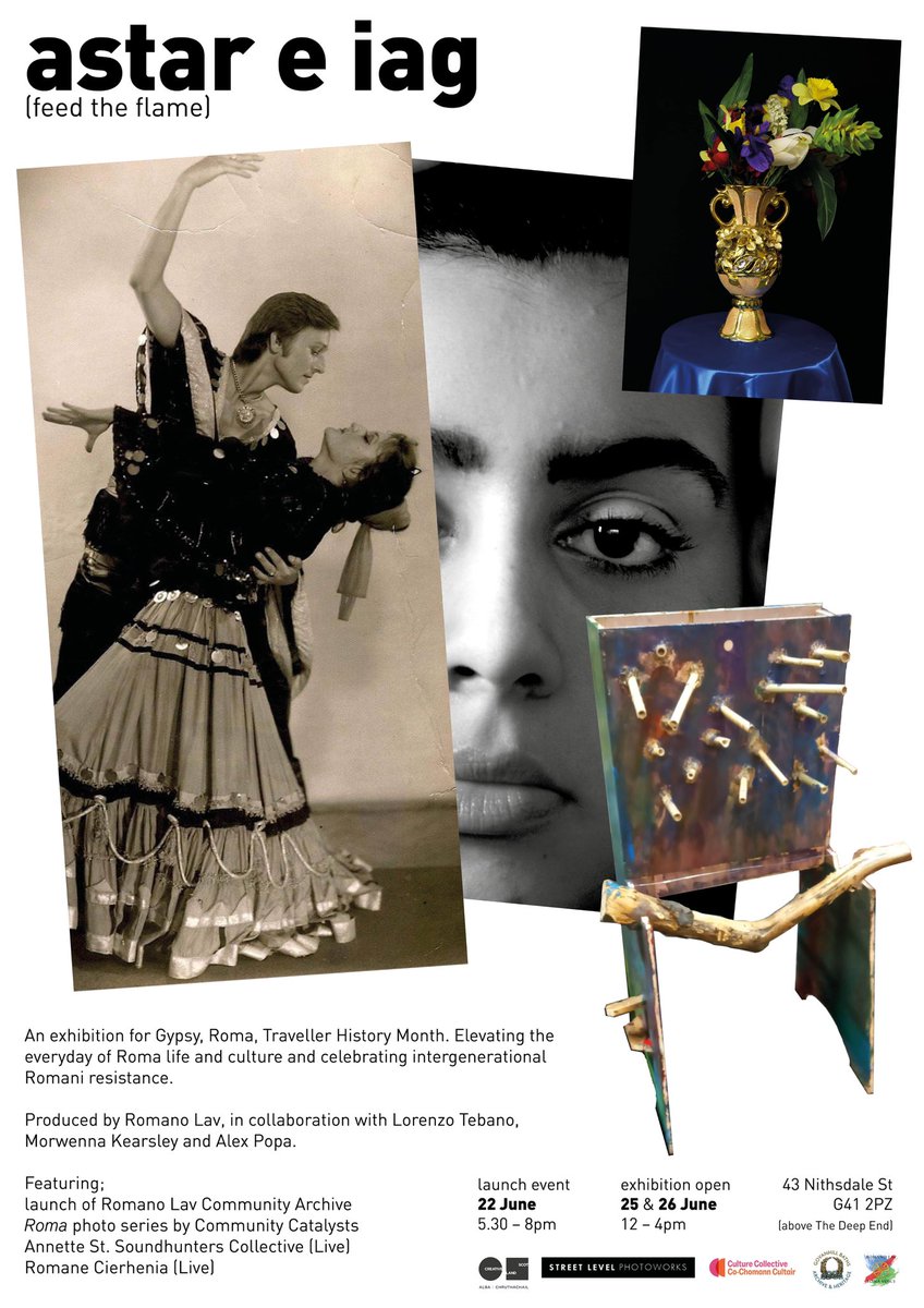 ✨ one week to go! ✨

astar e iag [feed the flame]

Join us at the opening of our first major exhibition for Gypsy Roma Traveller History Month!

22 June 5.30 - 8.00 above the Deep End

Live performances and refreshments provided 

All welcome!