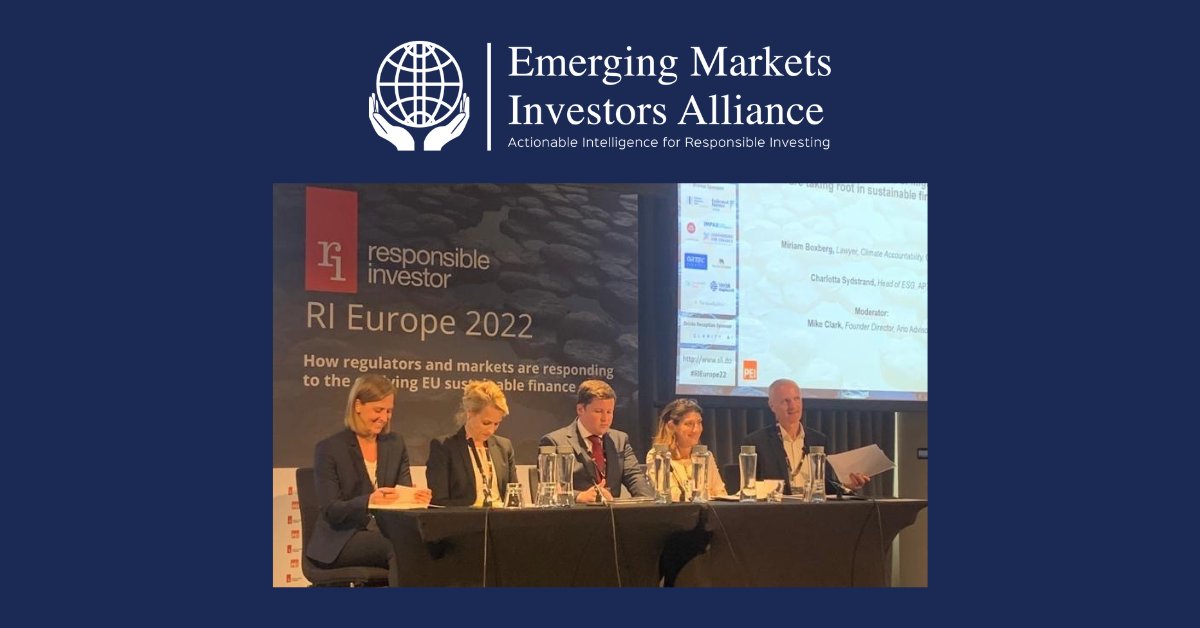emi_alliance's tweet photo. EMIA’s Barbara Oldani, was at #RIEurope22. She and the other panelists discussed how to encourage more allocation to #emergingmarkets by engaging to get stakeholder goals aligned and aspiring to higher #Sustainability standards. #ESG https://t.co/FDqUErRTQd
