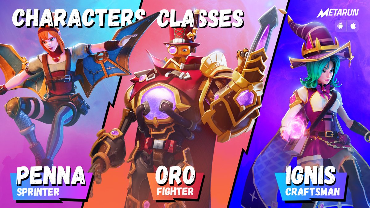 Did you know ⁉️ Metarun 3D characters are NFTs with real in-game utility. They have different perks relative to their class. 

🕶 And yes, different class means different earning opportunity.

Here are three flagship 3D-characters. Learn more about them: link.metarun.game/discord