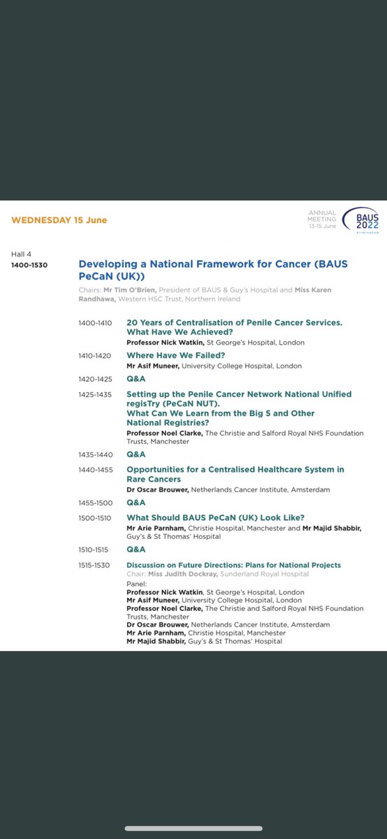Join us today at 2pm for a discussion about penile cancer and future directions for the UK with excellent speakers! @ArieUrology @MajShabbir @Dr_Andrology @AndrolAyo @Brouwer_MD_PhD @HussainAlnajjar @BE_Ayres @JudeDockray #BAUS22 #BAUS2022