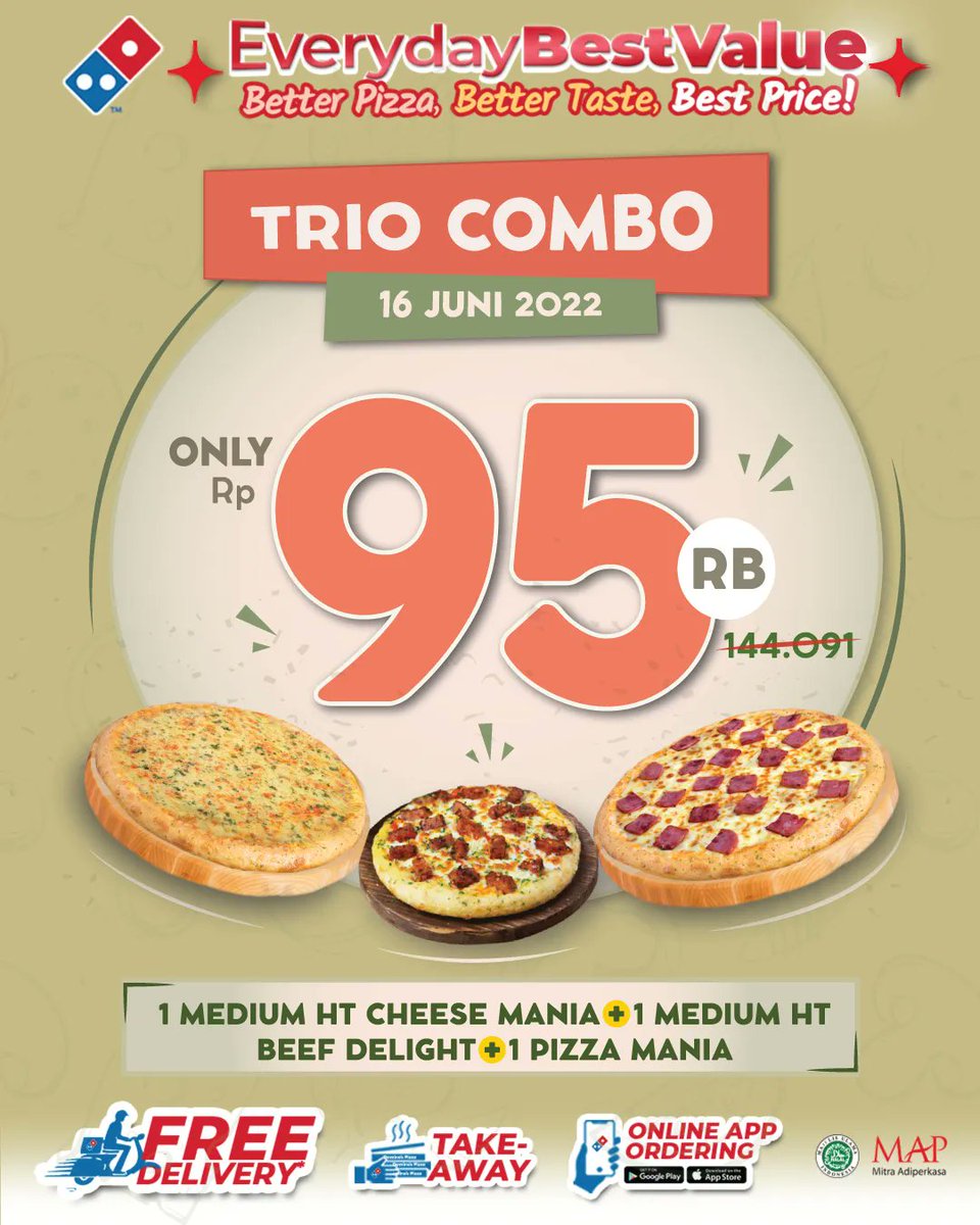 Domino's Pizza ID on Twitter "ASLI!! ini Combo CUMA 95rb untuk 3 Pizza