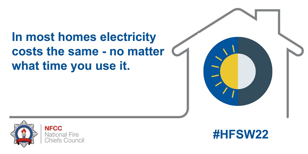 Electricity costs the same no matter what time of day or night you use it - unless you have a time of use tariff. 

It's safer to run white goods and charge items while you are awake, so if a fire should occur you are alert and able to respond quickly.
#HFSW22