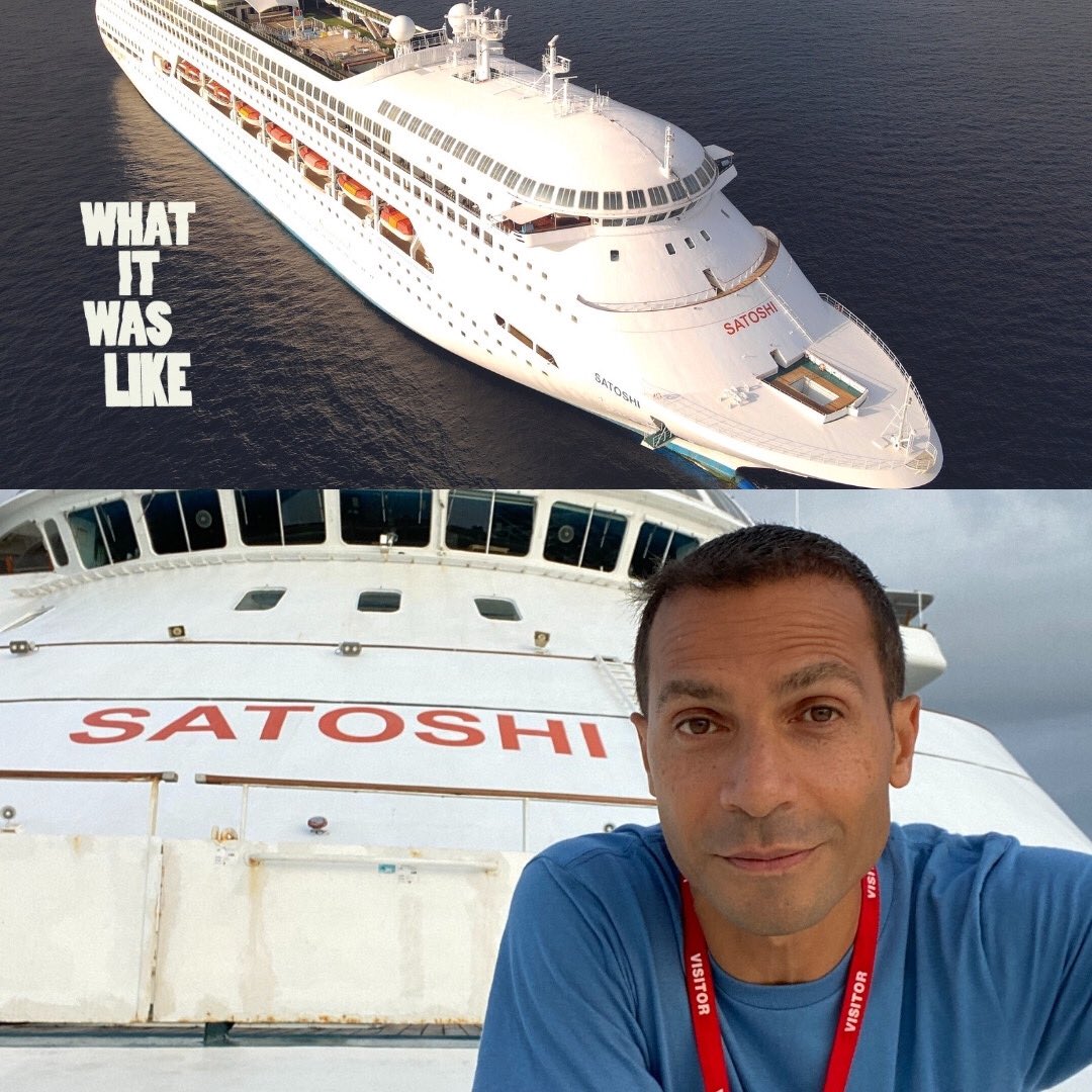 New podcast ep: I Bought a Cruise Ship. Grant Romundt bought this ship in  2020 and named it the Satoshi after the inventor of #bitcoin. He and I talk  about exploring locked