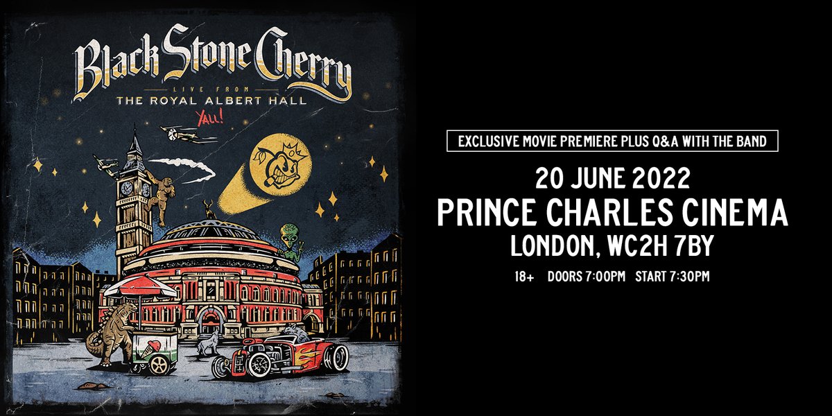 DownloadFest's tweet image. 🏆 WIN a pair of tickets to @BlkStoneCherry’s exclusive screening of their concert film, ‘Live From The Royal Albert Hall… Y’all’, along with an in-person M&amp;amp;G 💥 Taking place Monday 20th June at London’s Prince Charles Cinema. 

Simpy RT to win!