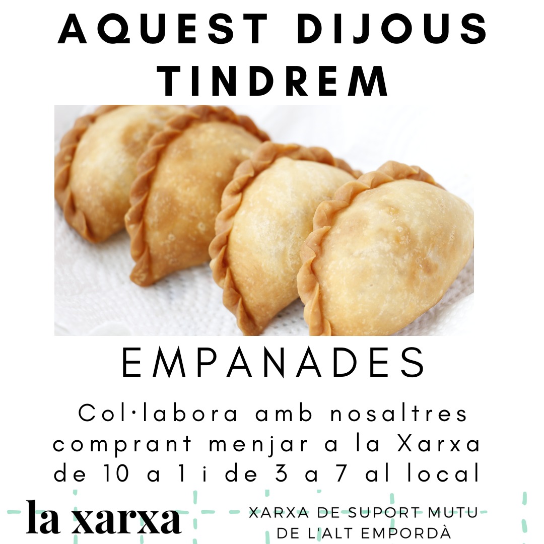 A partir d'ara els dijous de recollida d'aliments tindrem menjar cuinat per emportar 😍😍, cada setmana que fem recollida us informarem de quins plats tenim per oferir-vos!