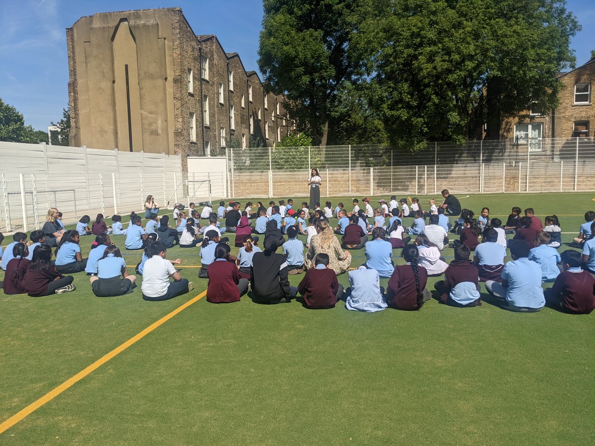 Enjoying our Wellbeing Wednesday assembly in the glorious sunshine today #wellbeing