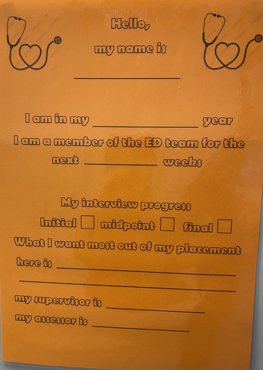 MFT Wythenshawe ED (@emergencydepar2) on Twitter photo Our fab new student board and link nurse Eve in PED. Taking inspiration from <a href="/RMCH_PED/">RMCH - Paediatric Emergency Department</a> with ‘hello my name is’ sheets making our students feel more included in the team. <a href="/kjbwells/">Kathryn Wells</a> <a href="/ThomasNovelette/">novelette thomas</a> Our fab new student board and link nurse Eve in PED. Taking inspiration from <a href="/RMCH_PED/">RMCH - Paediatric Emergency Department</a> with ‘hello my name is’ sheets making our students feel more included in the team. <a href="/kjbwells/">Kathryn Wells</a> <a href="/ThomasNovelette/">novelette thomas</a>
