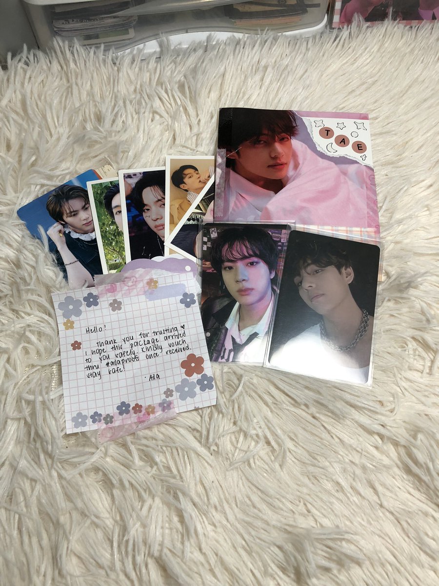 dohyuckarts's tweet photo. ㅤㅤㅤ꒰ ❛ #jjkthvminbudols ❜ ꒱

ﾟ    — ➴ from: @lattaekku 

thank you so much for letting me have these pogi! it arrived safely naman po 🫶🏻🤍 

#ailaproofs https://t.co/l2aTDUmwmY
