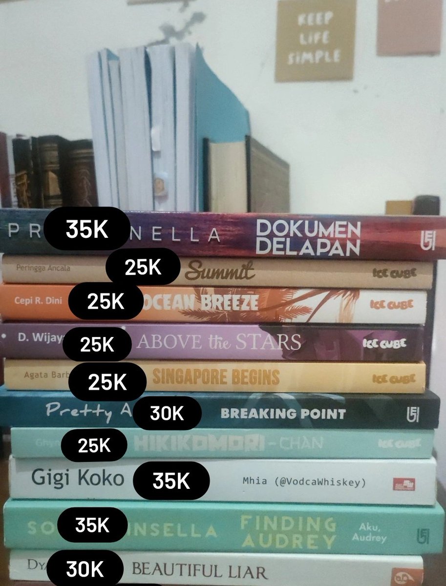 haruharunoona's tweet photo. @yoelshucart Yuk kak diangkutt novel2ku ori semua yaa, ada shaka oh shaka juga 60k dom Bogor https://t.co/3KFDgRdwIc