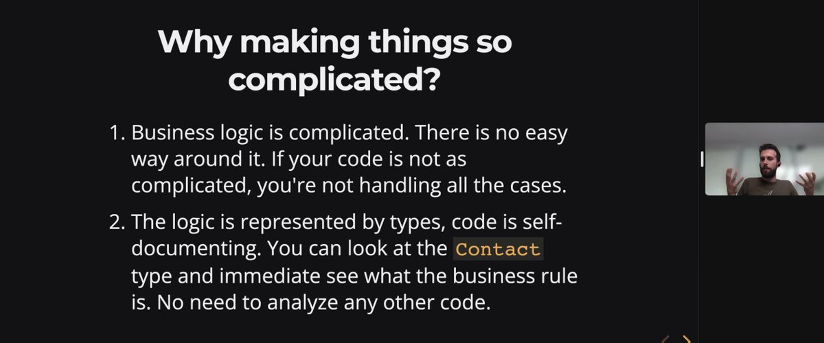 avanscoperta's tweet photo. 🤌 Why making things so complicated? Because business logic is complicated.
✔️ One of the main takeaways from our workshop on #React and #TypeScript with @gabro27 @e_caml @FrancescoCioria from @buildoHQ.
💡 Amazing aha! moments &amp; loads of code.
https://t.co/YUAw9nlFo4
#JavaScript https://t.co/3BqbGYZi2B