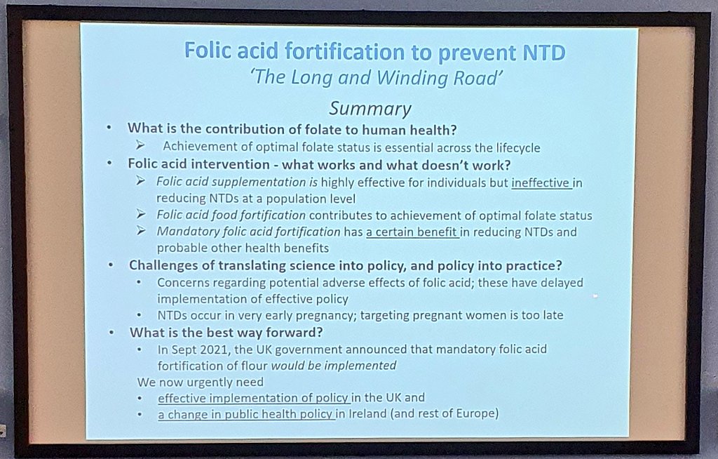 NICHE_ULSTER's tweet photo. Prof Helene McNulty on #FolicAcid: "Inaction for over 25 years has had adverse impacts; lets act!" 🤰💊🥦 a passionate call to action from our #NICHEdirector at #NSIrish22 https://t.co/KZHNv9PwmO