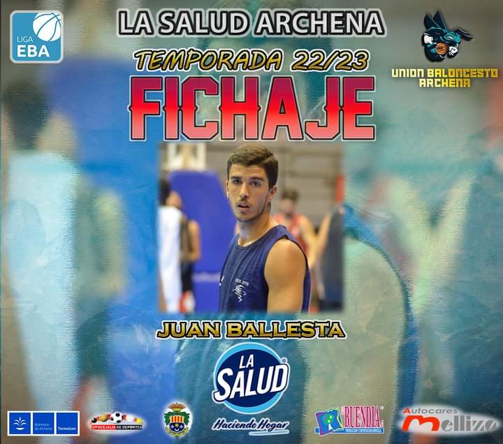 📌Fichaje 22/23📌

 Juan Ballesta Viñas (Murcia 1992) <a href="/JuanBallesta/">Juan Ballesta</a> ,  es el primer fichaje de nuestro proyecto para la temporada 22/23.  Dilatadísima experiencia la que posee, con tan solo 30 años, en competiciones #FEB (#LigaEBA, #LebPlata, incluso #LEBoro)