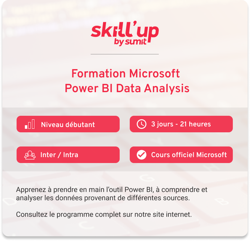 Aujourd’hui, c’est la chaîne décisionnelle Microsoft qui est à l’honneur💡

Découvrez notre formation Microsoft Power BI Data Analysis ! Plus d'infos sur nos formations MSBI ici👉 sumit.fr/formation-2-2/…

#data #microsoft #formation #powerbi #sql #ssrs #informatique #BI