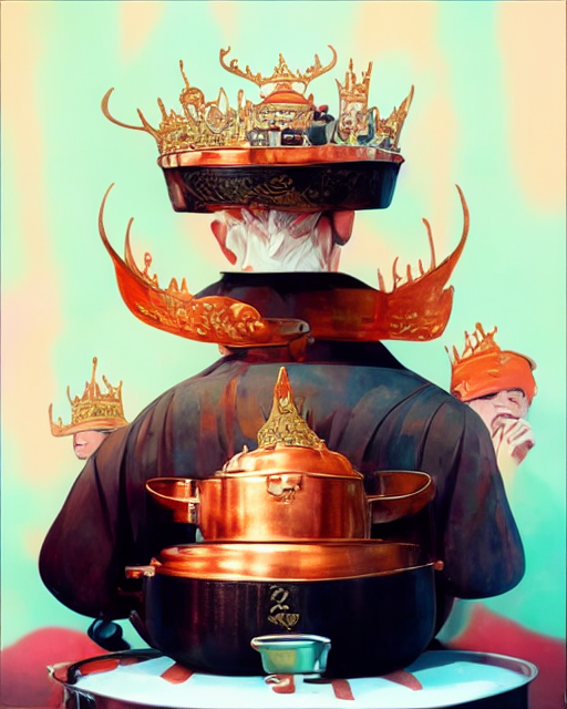 multimodalart's tweet photo. Latent Majesty Diffusion 1.6, by @dango233max and me is out

New stuff: better defaults, fixed inpainting, @laion_ai models, defaults lib on @huggingface and way more

Pics: Hot Pot King, Lego Burger, Tamagotchi Ghost Wanderer, a business angel 
 
https://t.co/8PPF3Vexx1 https://t.co/vyylnsOjGB