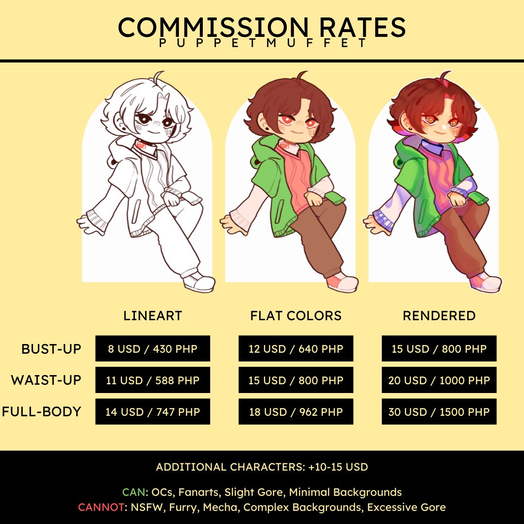 PuppetMuffet's tweet photo. updated commission sheet! commissions open. https://t.co/FSbP3c5mJi