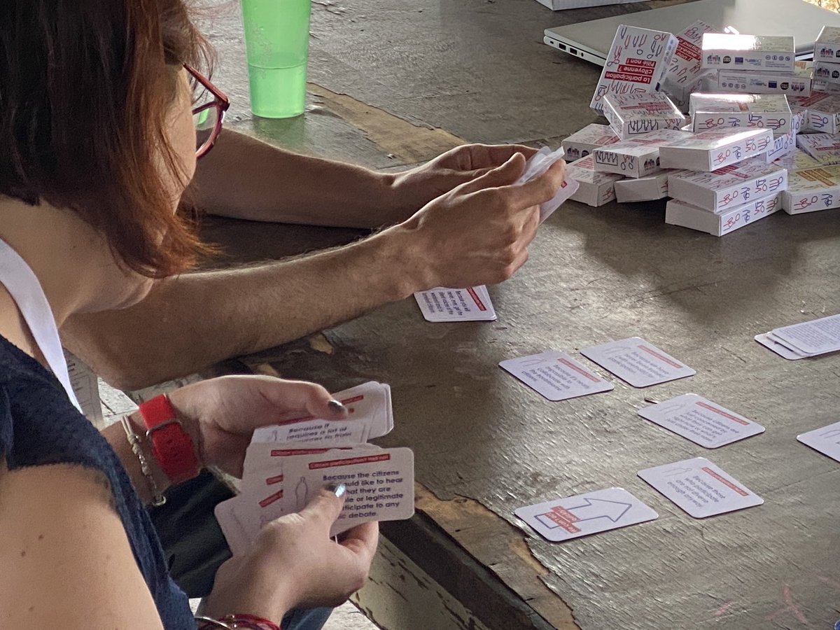 AcnActive's tweet photo. Don’t hesitate to pay a visit to the @AcnActive booth at the #urbactfest to experiment the game we made called: “Citizen participation? Hell no!”To identify all the reasons and pretexts for NOT involving citizens in policy making… @URBACT #provocativegame #seriousgame https://t.co/vnr0i9hzQ8