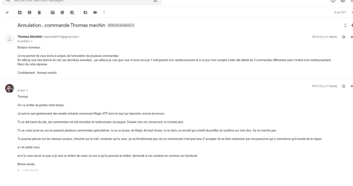 1/Today I bought cards from <a href="/Magiccorpo/">MagicCorporation</a> . The shop cancelled my order since the cards I bought experienced a price increase in the night, when I expressed my dissatisfaction by email here is the answer I got from the shop owner  :