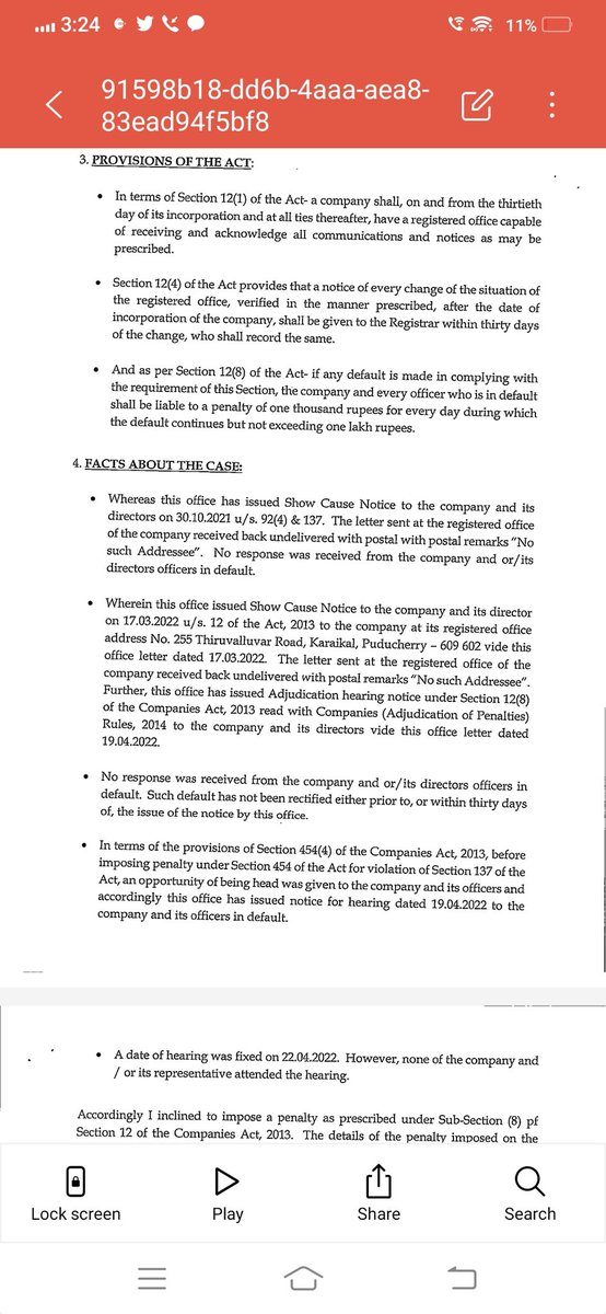 practice_guru's tweet photo. Penalty of 3 Lacs 😳😳😳 by ROC levied for Non Maintenance of Registered office (Non receipt of documents by Company sent by Department)

So if your Company is not having proper registered office or Board outside the office then pls do it immediately 

Order enclosed below https://t.co/jcX2Nnobjl