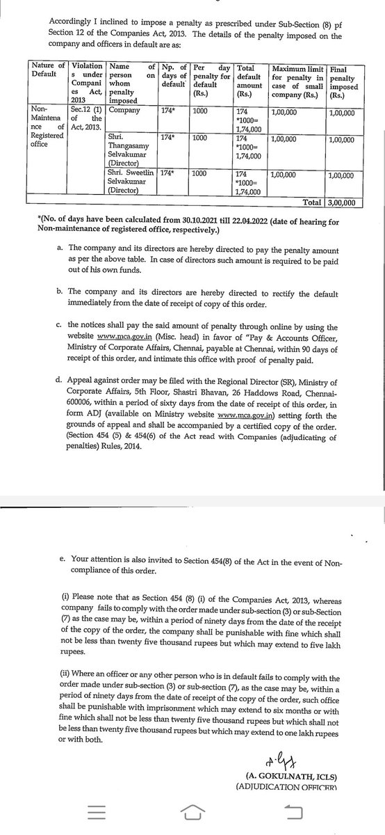 practice_guru's tweet photo. Penalty of 3 Lacs 😳😳😳 by ROC levied for Non Maintenance of Registered office (Non receipt of documents by Company sent by Department)

So if your Company is not having proper registered office or Board outside the office then pls do it immediately 

Order enclosed below https://t.co/jcX2Nnobjl