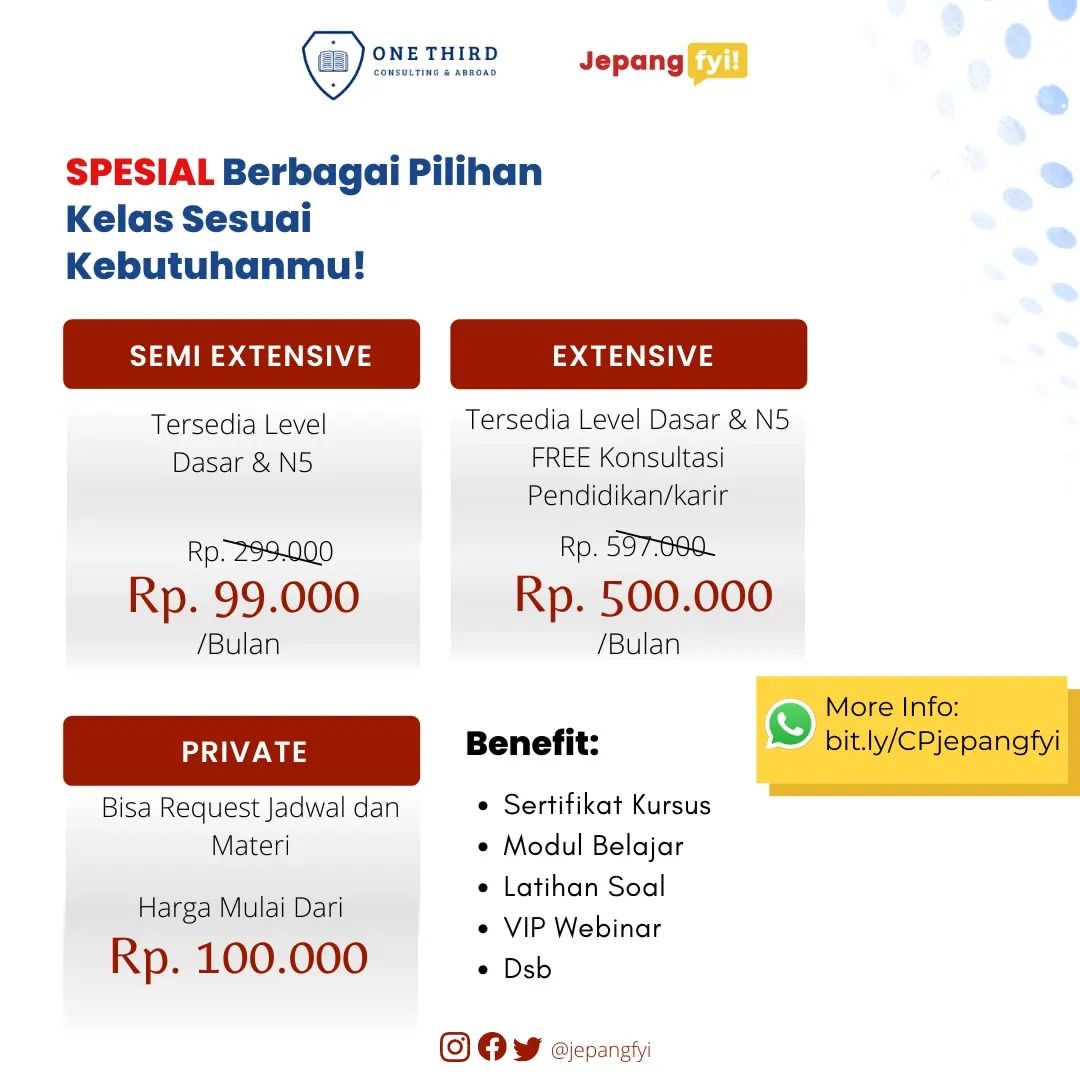 jepangkoey's tweet photo. OTCA hadir sebagai penyelamatmu yang berjuang untuk ke Jepang 🗾 😘

✨ Tersedia berbagai kelas dengan benefit yang berlimpah✨

Silahkan daftar atau sekedar kenalan dengan mimin, klik https://t.co/fp4UaQSOfv

Sekian terima sushi 🍥
#learningjapanese #aboutjapan #infojepang https://t.co/Bm1vdOpSmZ