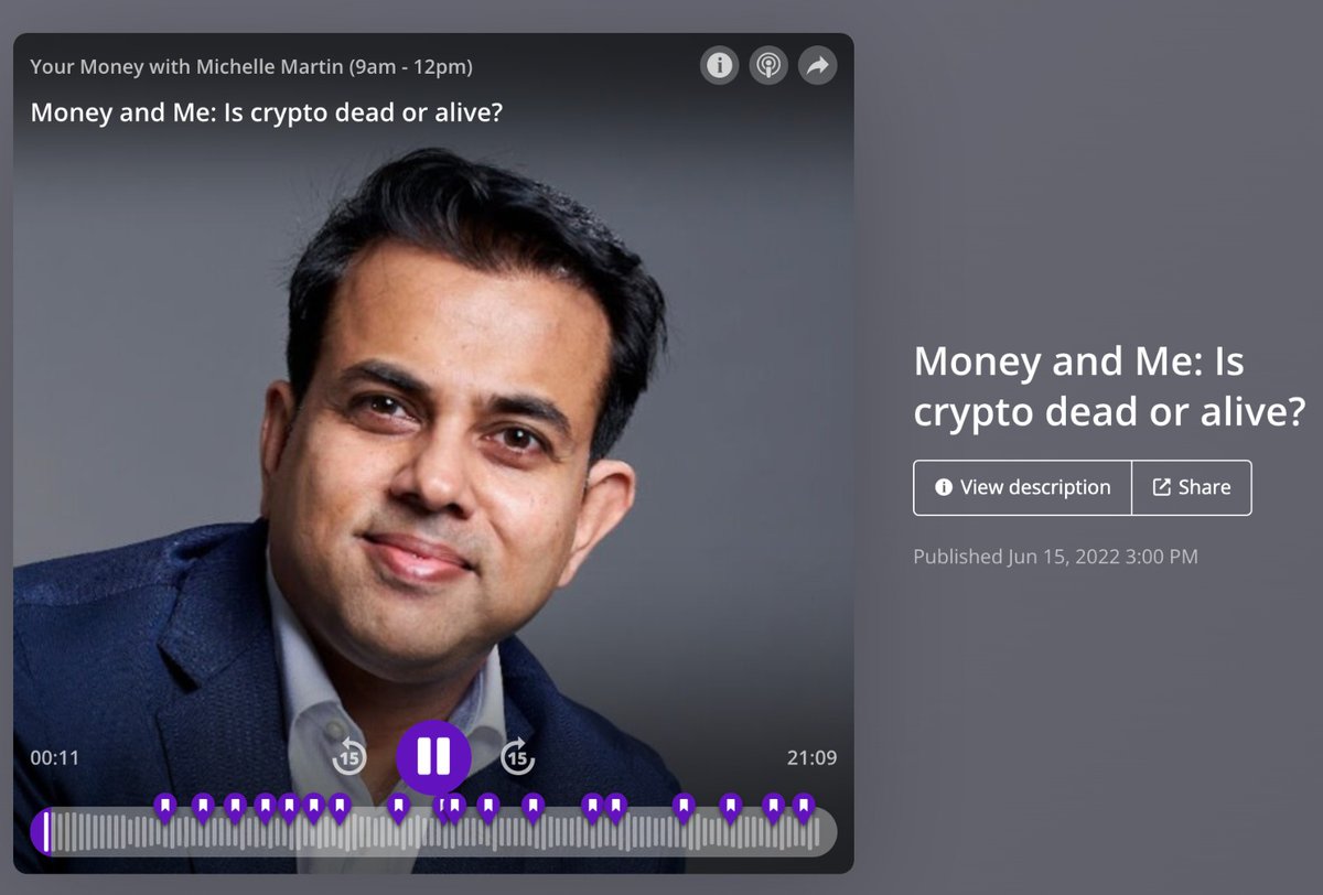 madfornft's tweet photo. Is Crypto Dead or Alive - @Mkishor_CFJ Ceo of CFJ interviewed today by Michelle Martin from @moneyfm893 89.3FM predicts price of #Bitcoin  to go below 20,000$ . He also discussed about DeFi , NFTs and Metaverse.

▶️Live Show : https://t.co/VbgUjvLFn5

#Fm #Radio #Cryptocrash https://t.co/NMVyhsKmKY