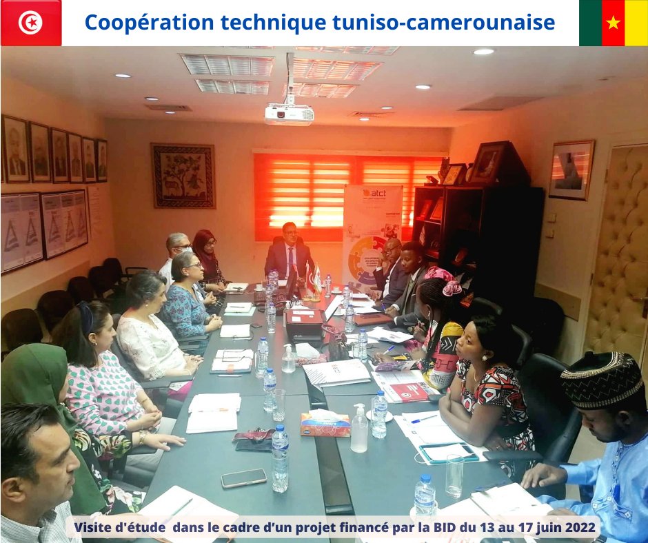 ATCTunisie's tweet photo. Visite d’études en Tunisie d’une délégation camerounaise du @diplocam_minrex et @MinepatCameroun pour s’inspirer de l’expérience de #l’ATCT en matière de #Cooperation SudSud et #Cooperation Triangulaire avec l’appui de la #IsDB
https://t.co/eXDaZfrdnp https://t.co/sjR6V4KEuD