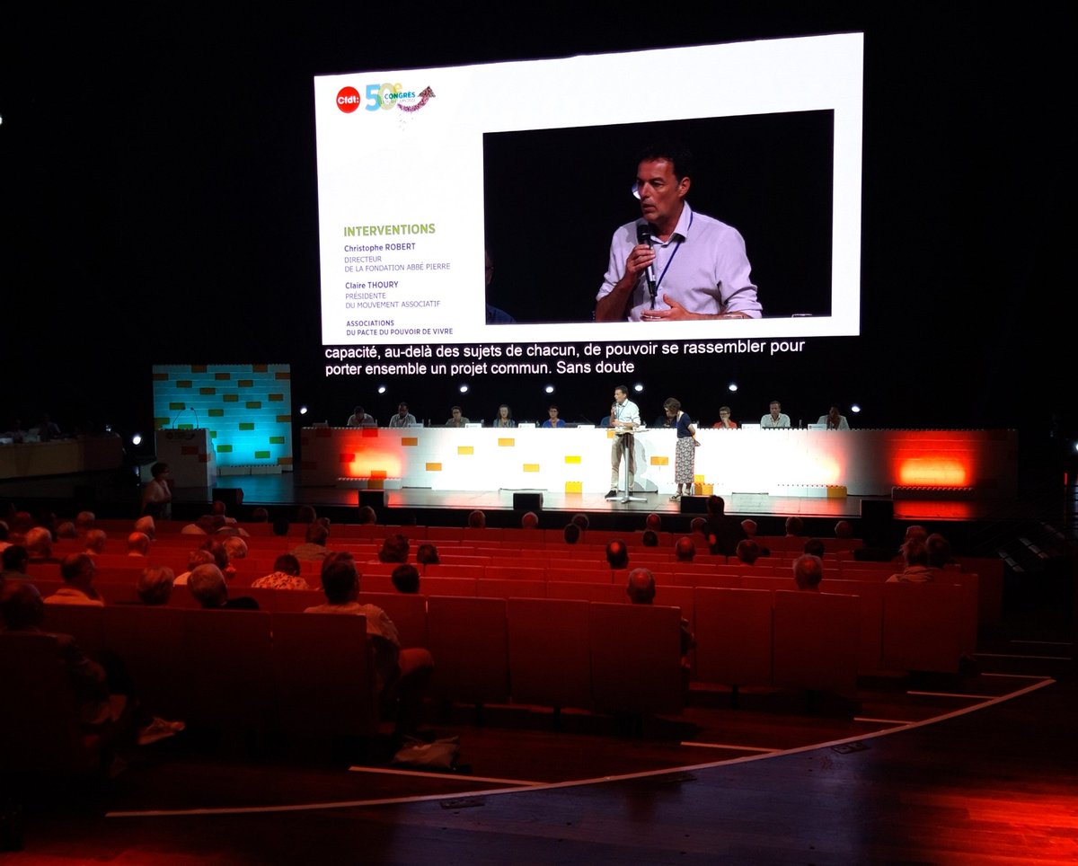 CfdtSceca's tweet photo. Intervention de @chrstphe_robert de la fondation @Abbe_Pierre pour la 3e journée du #congrèsCFDT. Une synergie de valeurs et d'engagements pour avancer sur les questions sociales, écologiques et démocratiques. #CFDT https://t.co/HWtvWMhsmP