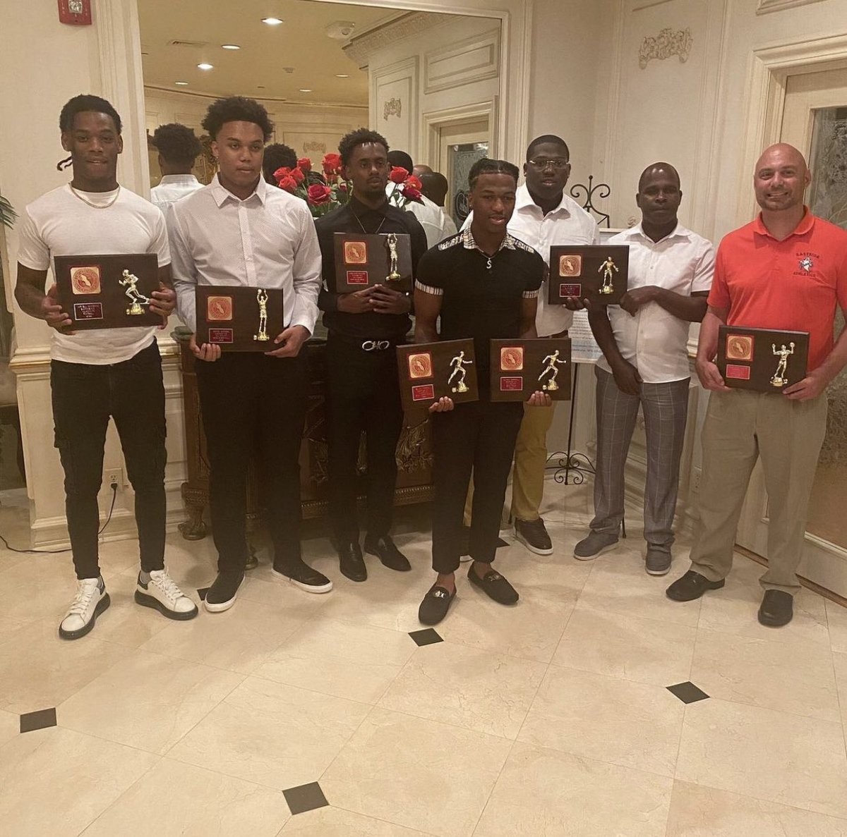 Coach_Gamble56's tweet photo. Congrats To The Guys Receiving Their All-County Awards Last Night‼️ And Not Only Just Being Praise For Their Talents In Football But In Other Sports Too 🐐🧡 #AllUsWe #recruitEASTSIDE https://t.co/npw6JLkQwT