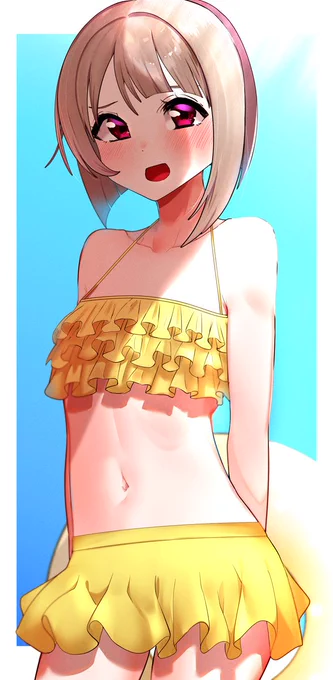 あっれぇ～??せんぱぁい?
もしかしてぇ、かすみんの水着姿に一目惚れしちゃいました～?

#lovelive 
#虹ヶ咲 