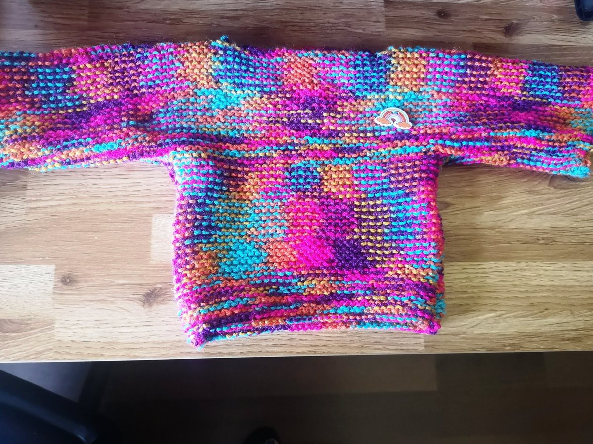 The latest addition to my #etsy shop: Hand Knit Rainbow Baby Jumper (3-6 months) etsy.me/3xqKyCV #rainbow #sweater #handknitsweater #acrylic #rainbowregalia