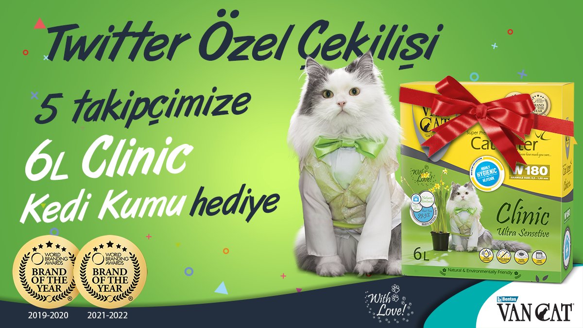 VanCat Clinic Kedi Kumu çekilişimiz başladı!⁠😻

Sayfamızı takip et, tweetimizi rtle ve bir arkadaşını tweetin altında etiketle.✔️

VanCat Clinic Kedi Kumu kazanacak 5 şanslı takipçimizden biri olma şansını yakala.👍🏻

Kazananlar, 28 Haziran Salı günü açıklanacaktır. 😎⁠
