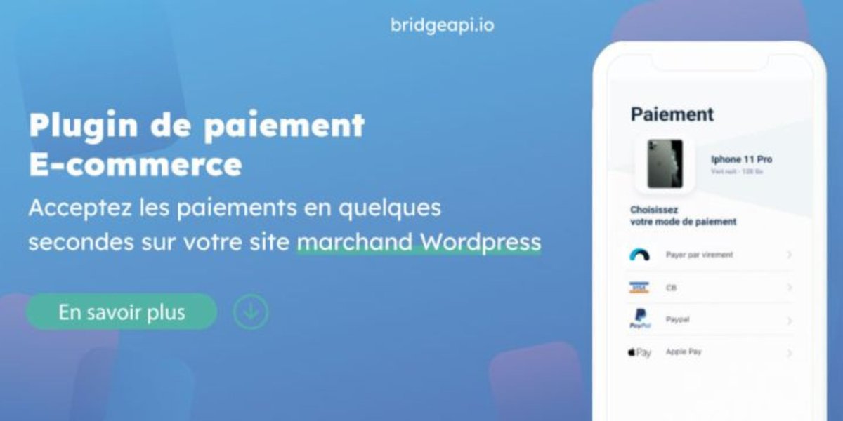 Quelle est la solution de paiement incontournable pour votre site ecommerce ? 

Il s'agit de la solution Bridge Pay, disponible sur Woocommerce. 
Découvrez le tunnel d’achat Bridge optimisé et simplifié pour vos clients ! bit.ly/3Lvtkd8
#ecommerce #woocommerce #paiement