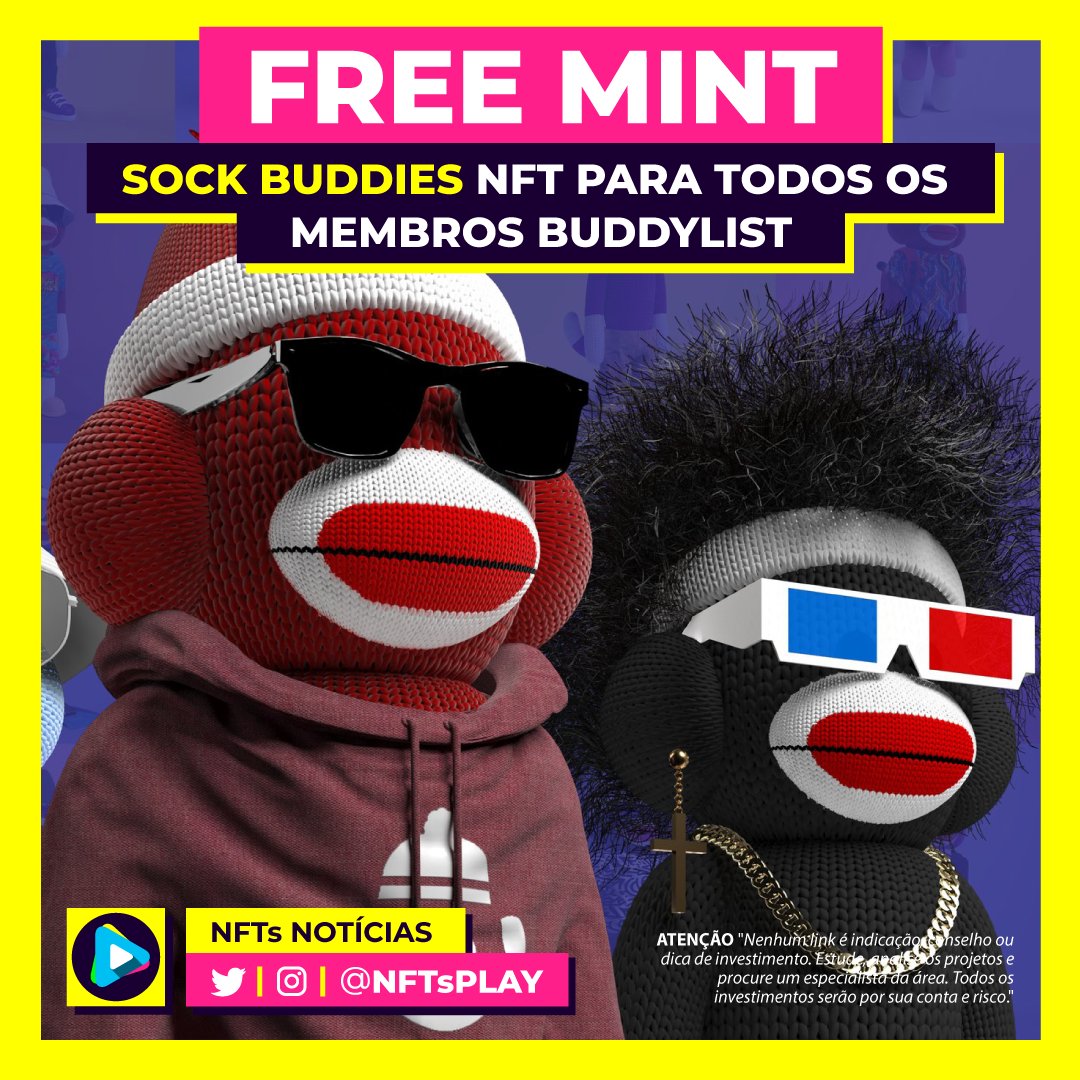 NFTsPlay's tweet photo. 😱 Free Mint para todos os Membros OG Buddylist!

Para conseguir o Free Mint e ser Membro, consultar o #Buddylist-info no Discord.

1️⃣- Follow @NFTsPlay &amp; @SockBuddies_NFT
2️⃣- Like + Retweet
3️⃣- Join Discord: https://t.co/7YUcBrw62g

#FreeMint #PlayToEarn #NFTs #NFT #NFTGiveaway https://t.co/lV2UwCxw1h