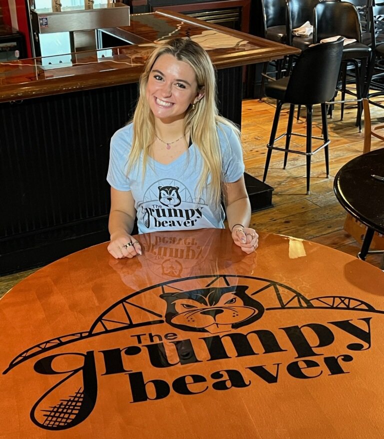 GrumpyBeaverPub's tweet photo. Hi I'm Caroline headed to Penn State in the Fall after a summer as a Grumpy Beaver server! https://t.co/0oJiUDX0lC