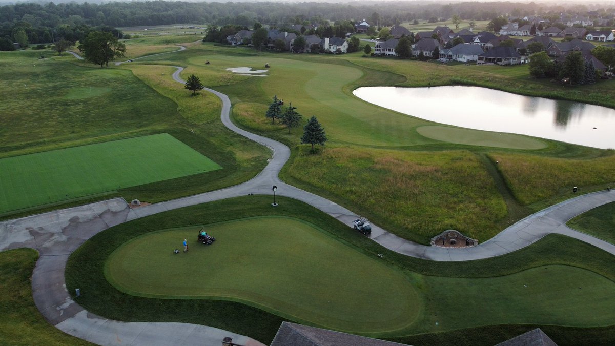 purdueturfy's tweet photo. Not even able to beat the heat but getting some mowing finished up this morning before our last 10 holes of Exteris and the oh so magical Stressguard. @BayerGolf @chadlyhauth #golfcourselife #ouroffice #readyforsnow https://t.co/yCVtk6YfrT