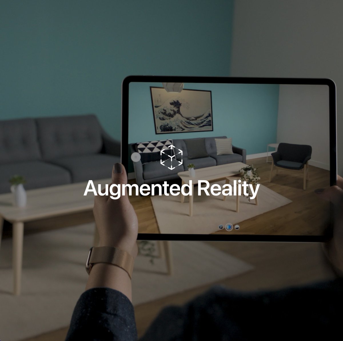 Joony's tweet photo. And still incredibly proud that Apple is displaying an app that I built in the banner of their AR page #IKEAPlace #AugmentedReality https://t.co/JI592h0Qur https://t.co/tKEEK5xIEM