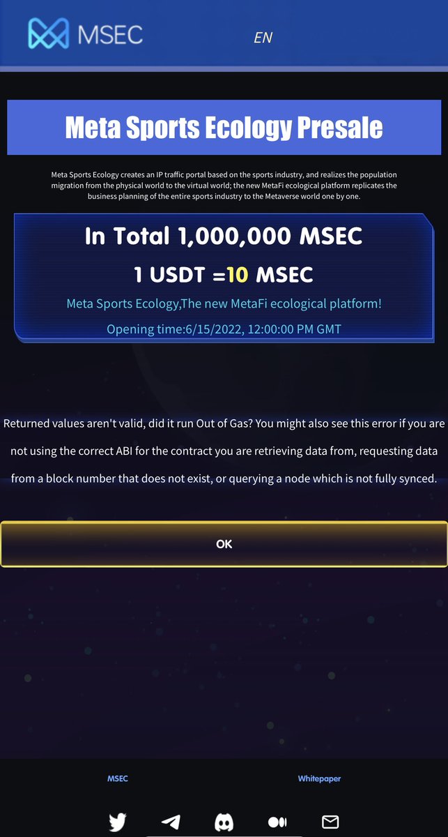 MetaSportsEco's tweet photo. The copied DAPP link is opened using the blockchain browser to participate in the public offering.
The link address：
https://t.co/QHOsTHwZpp https://t.co/jEpalHivuw