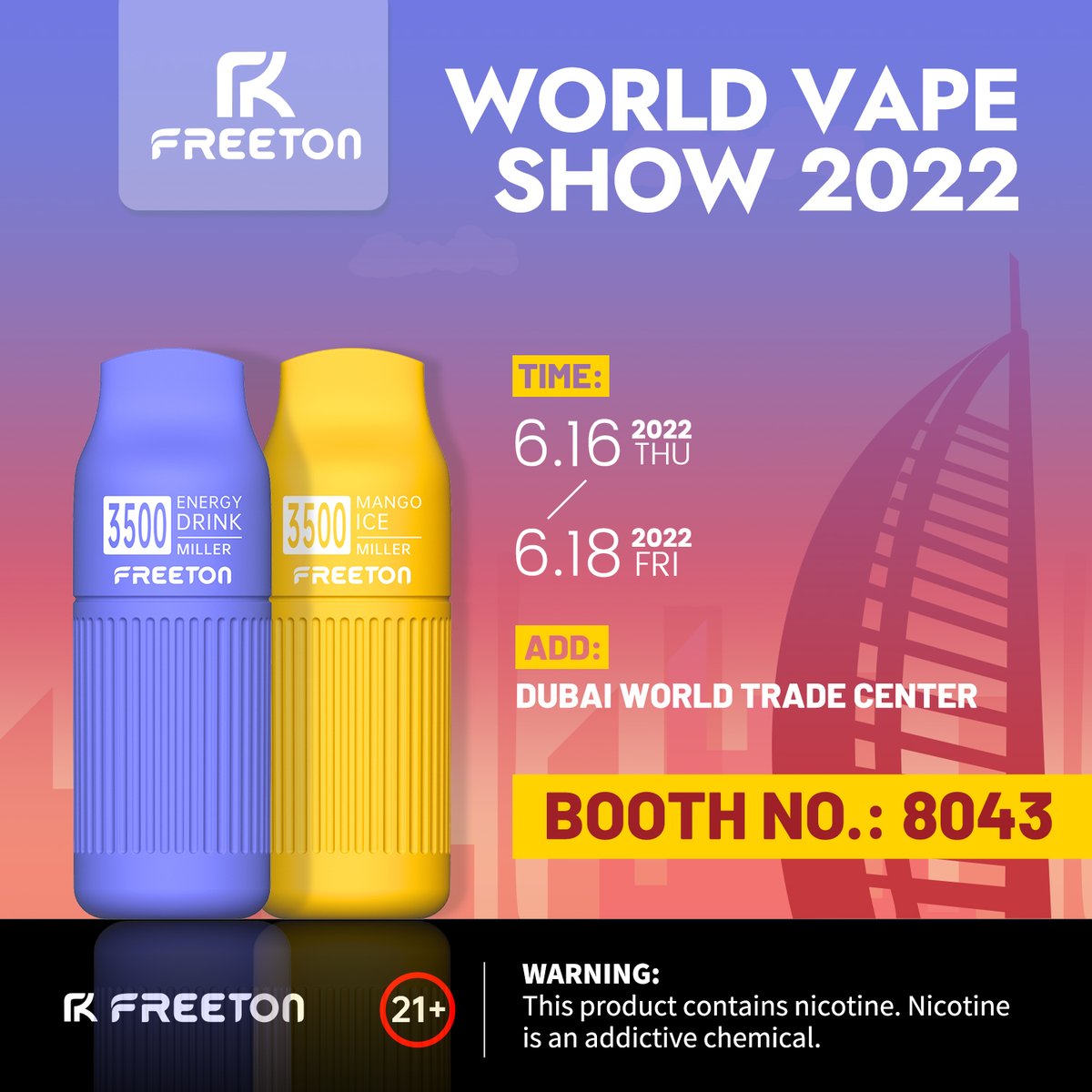 Freetonofficial's tweet photo. ☄️Enjoy and savour, on the post is our new masterpiece MILLER! Check out more on our website.👇👇👇
https://t.co/C4l4zdP3ws
Warning: This product contains nicotine. Nicotine is an addictive chemical.#Newvape #feeton #miller #worldvapeshow https://t.co/mksLr74QH7