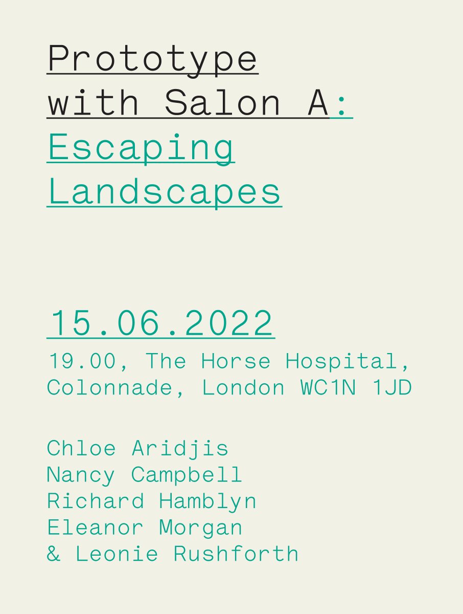 You can see @AstridAlben tonight in Bloomsbury, where she will chairing Salon A: Escaping Landscapes at @horsehospital, appearing alongside Chloe Aridjis, @nancycampbelle, Richard Hamblyn, @Eleanormorgan_ and Leonie Rushforth. Get your ticket here: thehorsehospital.com/events/prototy…