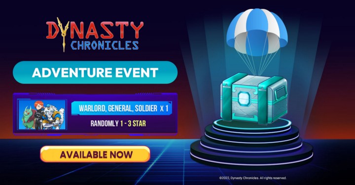 🔥 The Dynasty Chronicles's Adventure Event is here! 🔥
🗓 Activity live date: June 15 to Pre-Sale Available
💎Reward: Adventure Box
👉 Event Link: bit.ly/3Ob7xJr
👉Whitelist Pre-Sale: bit.ly/3zeff0m
👉 Addition Info: bit.ly/3Hok1L5