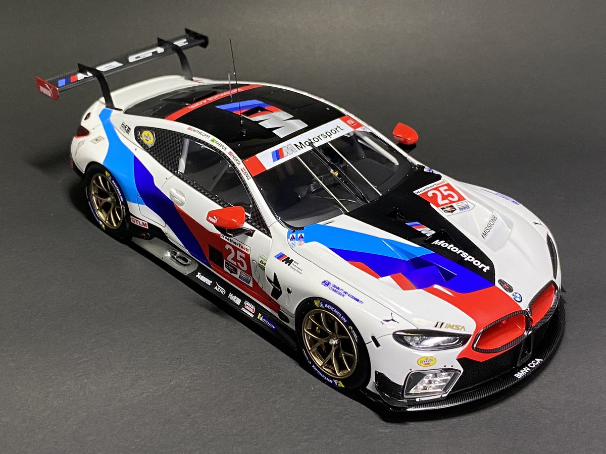 tkVhdB5fbinwLzy's tweet photo. プラッツ　1/24
BMW M8 GTE 2019

４ヶ月かかってやっと完成です！
奮発してエッチングパーツも使いましたが、残念なところが多々あります。
車内はタンク、電装パーツを自作して配線をごちゃごちゃ付けてディテールアップしましたが、完成後はほとんど見えません⤵️ https://t.co/Cl4ftJtvqz