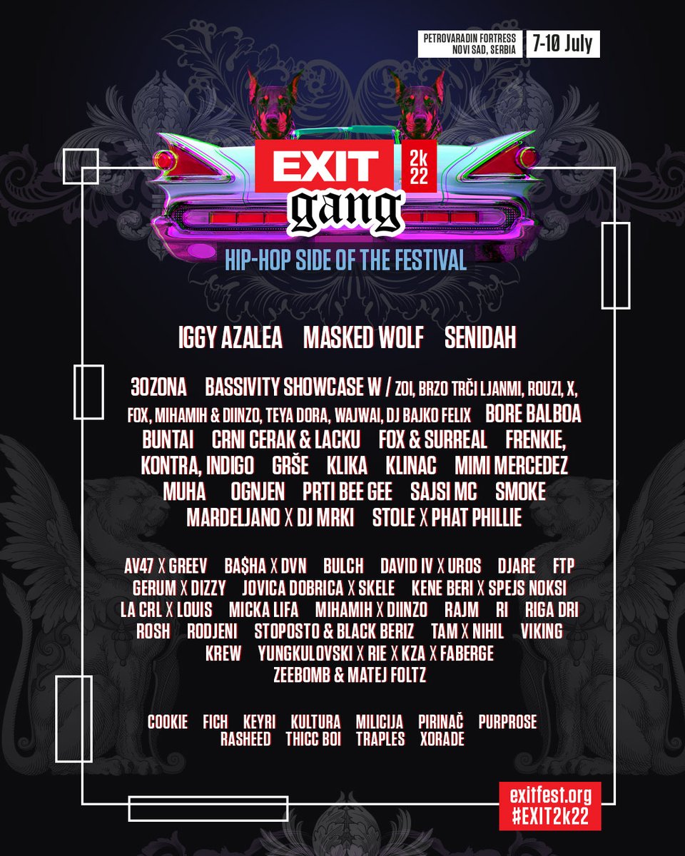 #EXIT2k22 Gang coming up strong! This July, come with us to the #hiphop side of the festival as over 60 MC’s from all around the world are about to rule 3 stages at the colossal Fortress! Join the gang now at exitfest.org