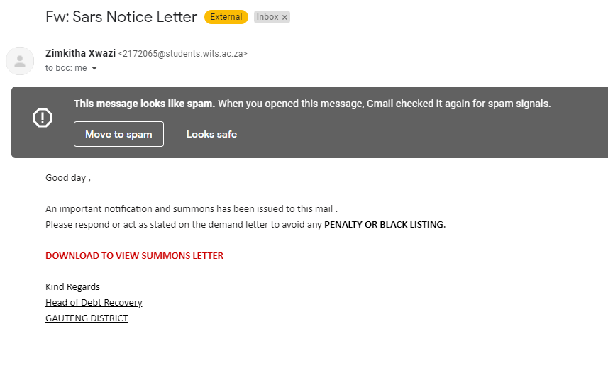 j_lendrum's tweet photo. Hi @WitsUniversity - Are your students really using their WITS Student email addresses to scam people? @sarstax - you aware of this? https://t.co/mIXIQAidiM