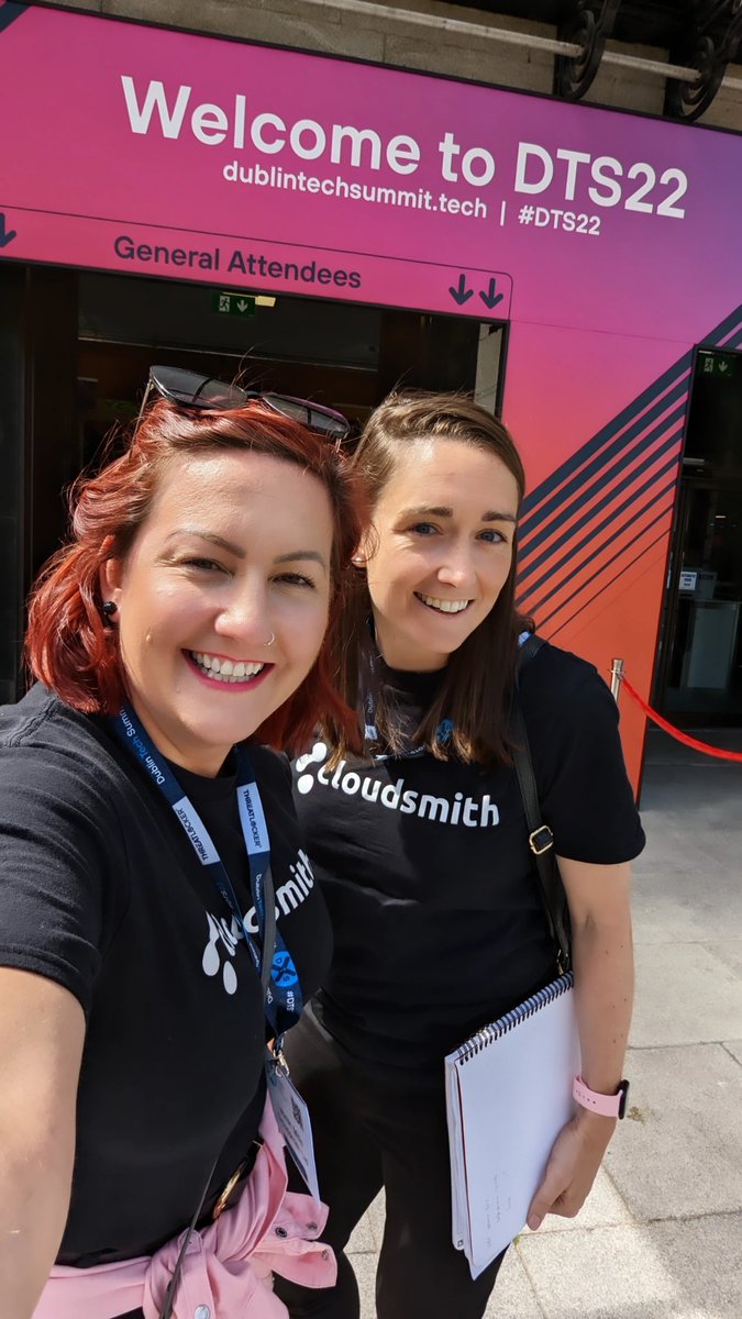 @cloudsmith on tour! @ClareTimoney and I hitting up the keynotes from @FinnMurphy12 and @pchandrasekar at #DublinTechSummit #DTS22 #cloudsmith #artifactorymanagement