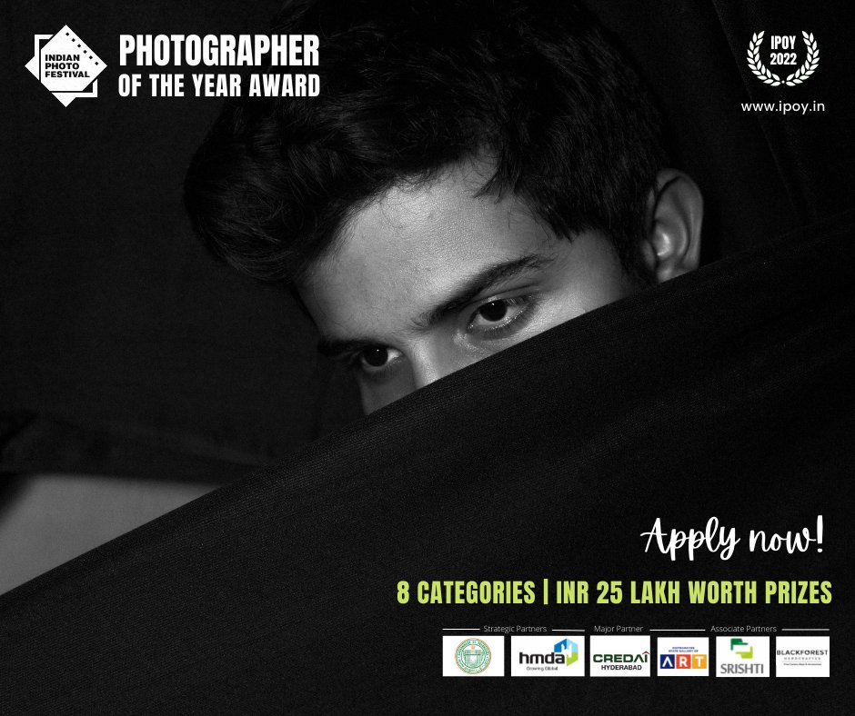 Call for entries - IPF Photographer Of the Year (IPOY) Award 2022. Win prizes worth INR 25,00,000 ($ 33,000 USD) and the last date to apply is June 30th 2022. Submit at ipoy.in @HMDA_Gov @arvindkumar_ias @CredaiHyderabad @srishtidigilife @BlackforestBags